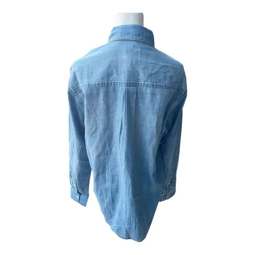 Men’s Devil Dog Chambray Denim Button Down Shirt Size S NWT